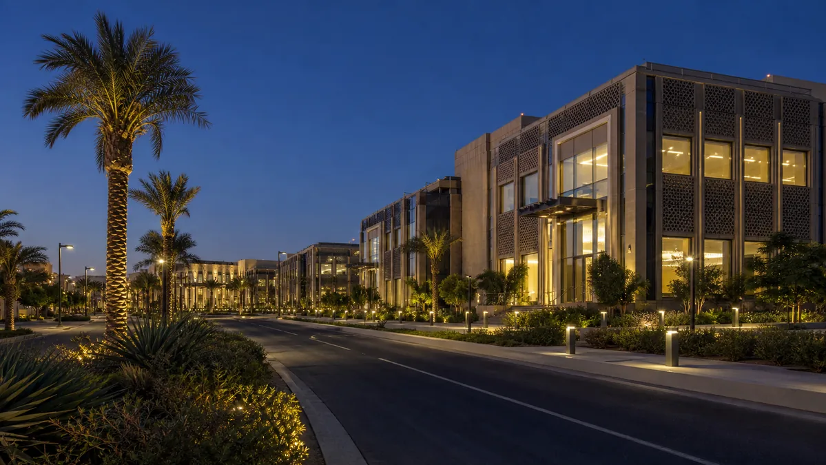 A scene of modern premises inspired by the city of Dhahran
